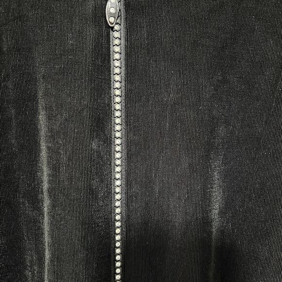 Chico’s Travelers Front Zip Cardigan Size 3 Black XL Rhinestones V Neck Acetate - Picture 4 of 11